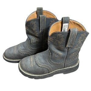 Ariat Fatbaby Western Cowboy Boots Black Leather Rounded Toe Womens 7.5